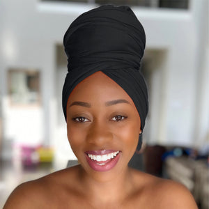 Black - Women Soft Stretch HeadWrap Turban