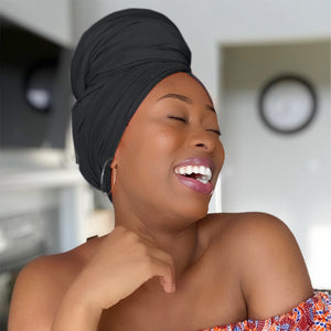 Black - Women Soft Stretch HeadWrap Turban