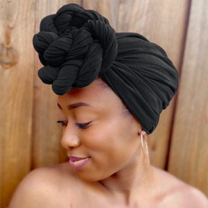 Black - Women Soft Stretch HeadWrap Turban