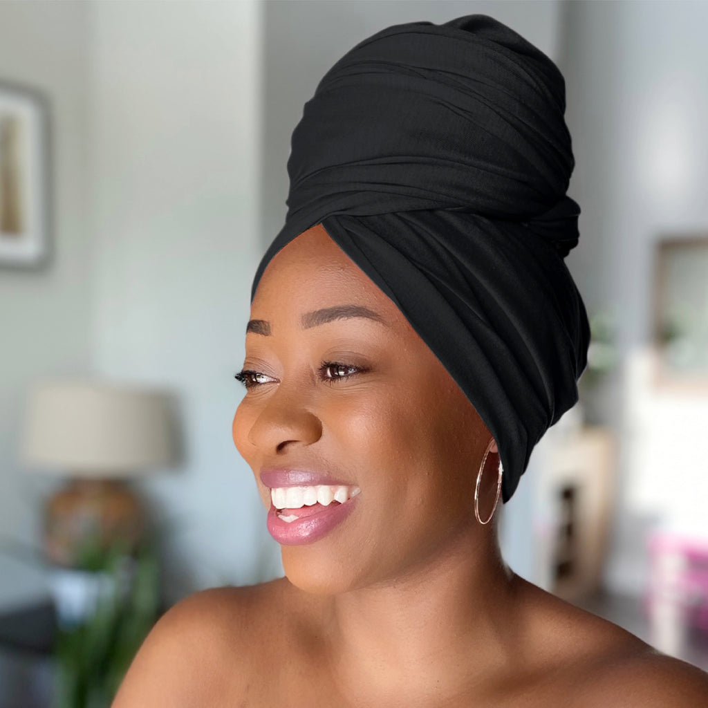 Black - Women Soft Stretch HeadWrap Turban