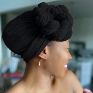 Black - Women Soft Stretch HeadWrap Turban