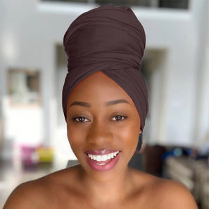 Chocolate Brown - Women Soft Stretch HeadWrap Turban