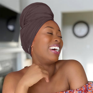 Chocolate Brown - Women Soft Stretch HeadWrap Turban