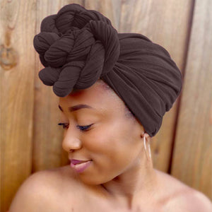 Chocolate Brown - Women Soft Stretch HeadWrap Turban