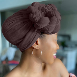 Chocolate Brown - Women Soft Stretch HeadWrap Turban