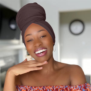 Chocolate Brown - Women Soft Stretch HeadWrap Turban