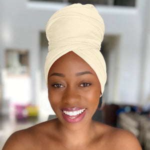 Cream white - Women Soft Stretch HeadWrap Turban