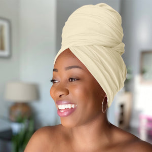 Cream white - Women Soft Stretch HeadWrap Turban