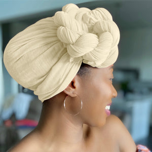 Cream white - Women Soft Stretch HeadWrap Turban