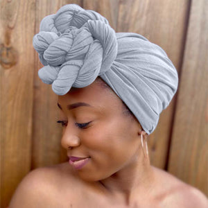 Silver - Women Soft Stretch HeadWrap Turban