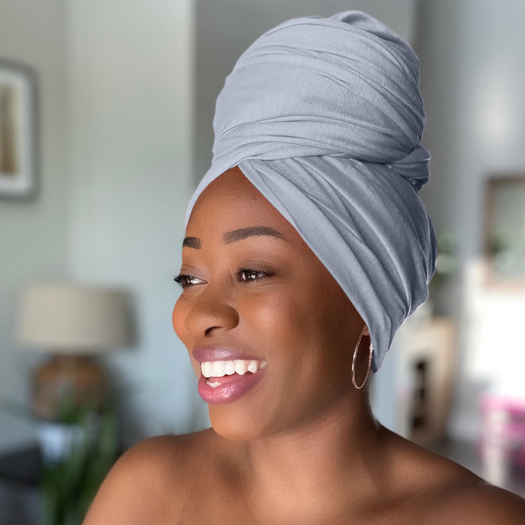 Silver - Women Soft Stretch HeadWrap Turban