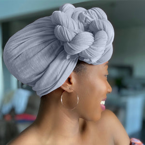 Silver - Women Soft Stretch HeadWrap Turban