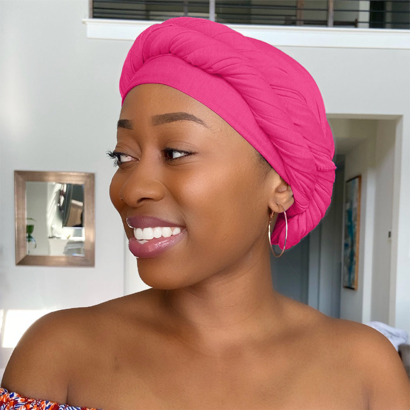 Electric Pink Turban Headband, Summer Head wraps, Hot Pink