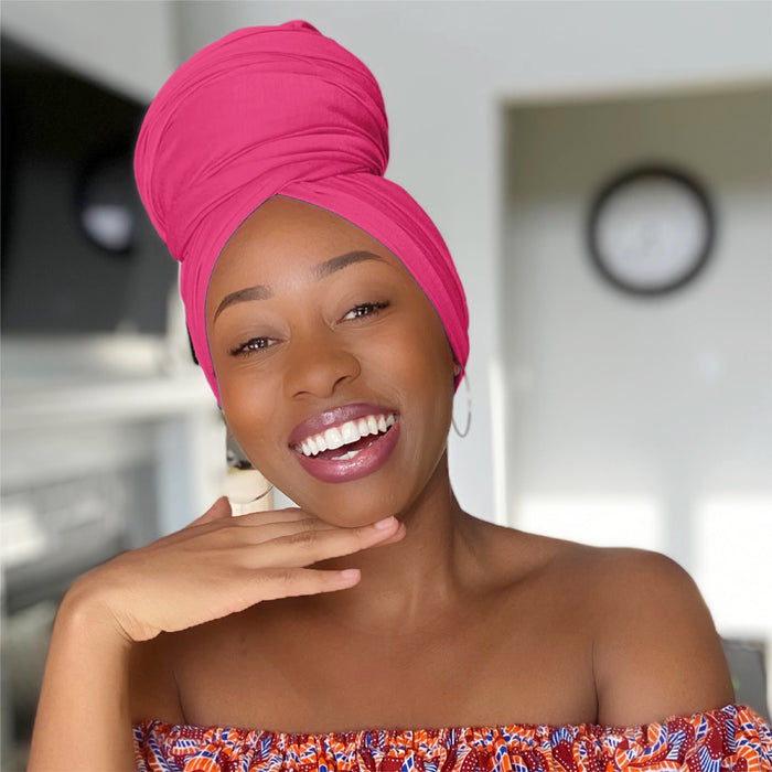 Hot Pink - Women Soft Stretch HeadWrap Turban