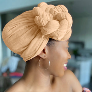 Desert Brown - Women Soft Stretch HeadWrap Turban