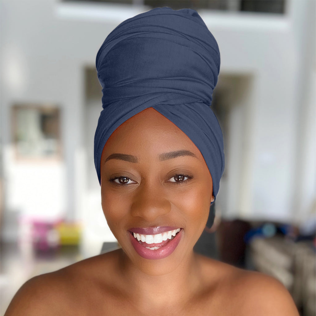 Navy Blue - Women Soft Stretch HeadWrap Turban