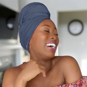 Navy Blue - Women Soft Stretch HeadWrap Turban