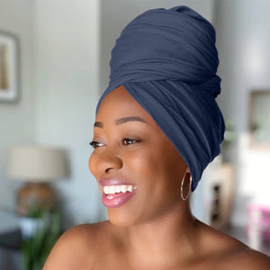 Navy Blue - Women Soft Stretch HeadWrap Turban