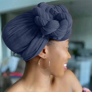 Navy Blue - Women Soft Stretch HeadWrap Turban