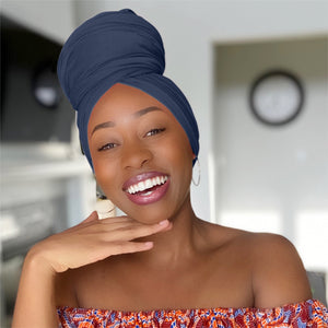 Navy Blue - Women Soft Stretch HeadWrap Turban