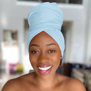 Sky Blue - Women Soft Stretch HeadWrap Turban