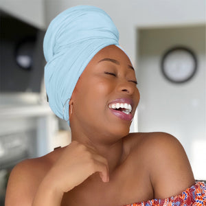 Sky Blue - Women Soft Stretch HeadWrap Turban