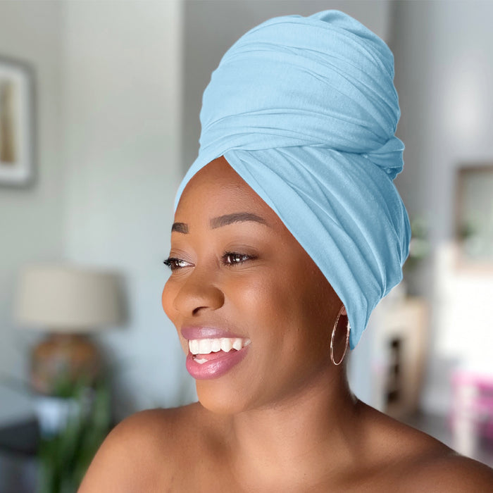 Sky Blue - Women Soft Stretch HeadWrap Turban