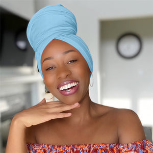 Sky Blue - Women Soft Stretch HeadWrap Turban