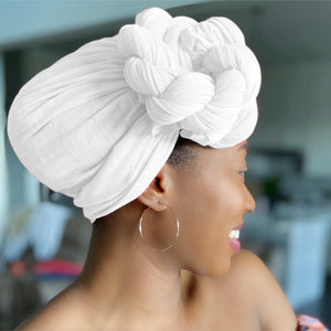 White - Women Soft Stretch HeadWrap Turban