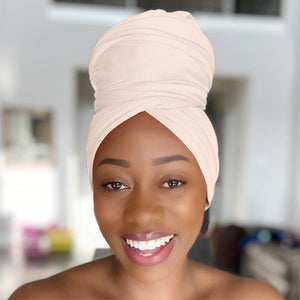 Beige - Women Soft Stretch HeadWrap Turban