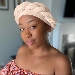 Beige - Women Soft Stretch HeadWrap Turban