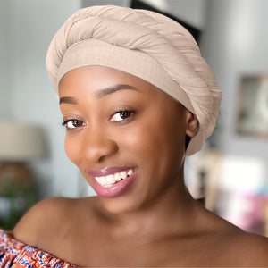 Beige - Women Soft Stretch HeadWrap Turban