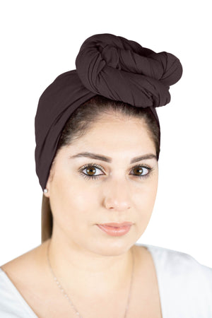 Chocolate Brown - Women Soft Stretch HeadWrap Turban