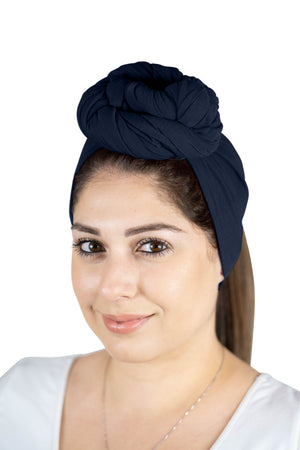 Navy Blue - Women Soft Stretch HeadWrap Turban