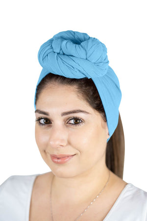 Sky Blue - Women Soft Stretch HeadWrap Turban