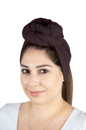 Chocolate Brown - Women Soft Stretch HeadWrap Turban