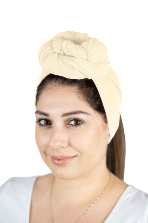 Cream white - Women Soft Stretch HeadWrap Turban