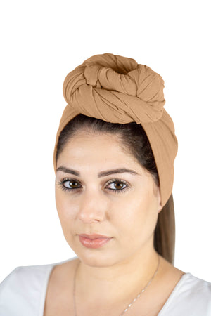 Desert Brown - Women Soft Stretch HeadWrap Turban