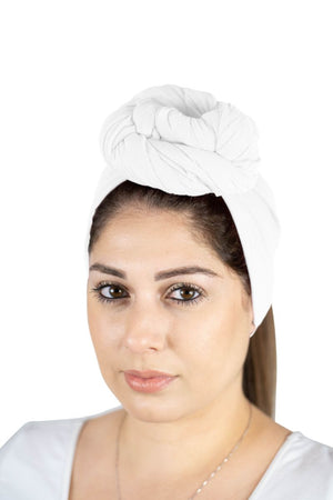 White - Women Soft Stretch HeadWrap Turban