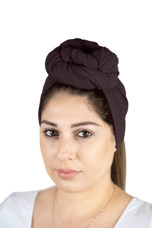 Chocolate Brown - Women Soft Stretch HeadWrap Turban