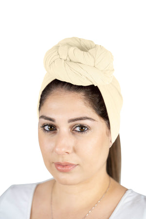 Cream white - Women Soft Stretch HeadWrap Turban