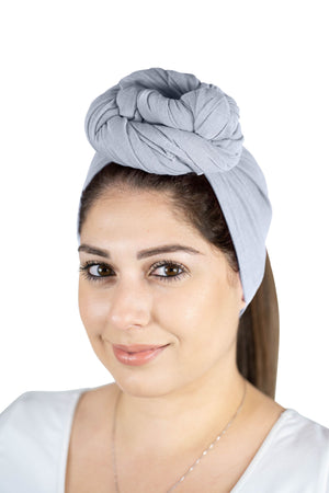 Silver - Women Soft Stretch HeadWrap Turban