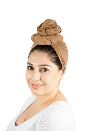 Desert Brown - Women Soft Stretch HeadWrap Turban