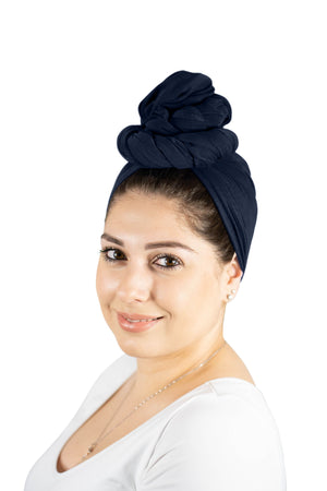 Navy Blue - Women Soft Stretch HeadWrap Turban