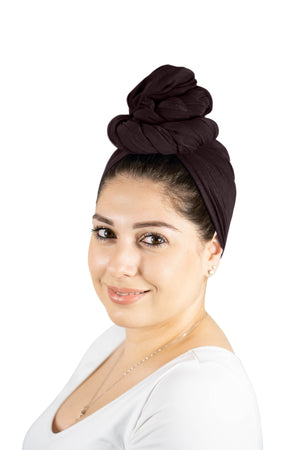 Chocolate Brown - Women Soft Stretch HeadWrap Turban