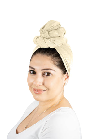 Cream white - Women Soft Stretch HeadWrap Turban