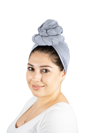 Silver - Women Soft Stretch HeadWrap Turban