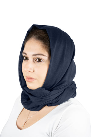 Navy Blue - Women Soft Stretch HeadWrap Turban