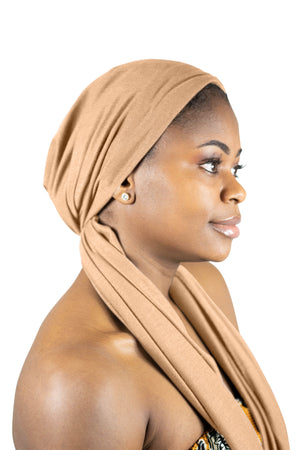 Desert Brown - Women Soft Stretch HeadWrap Turban