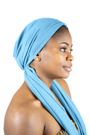 Sky Blue - Women Soft Stretch HeadWrap Turban